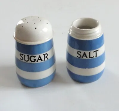 Buy 2 TG Green Cloverleaf England Blue White Cornishware Shakers Salt & Sugar 1 Lid • 43.38£