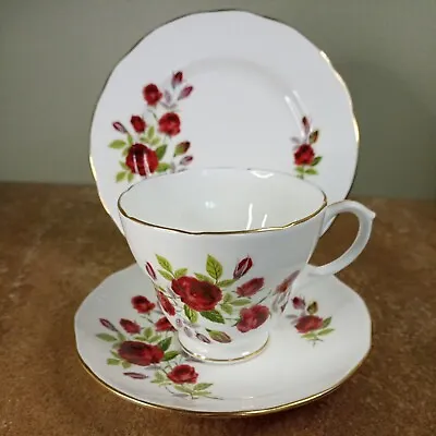 Buy Vintage, Duchess Bone China, Trio, Tea Cup, Saucer & Plate, 'Ruby Roses' Pattern • 4.95£