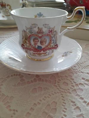 Buy Rosina China Co Ltd Queens Fine Bone China Charles & Diana Marriage Cup & Saucer • 15£