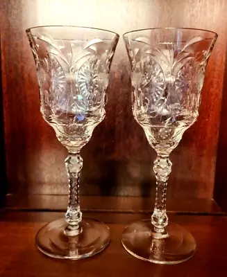 Buy 2 Vintage Mid Century Rock Sharpe Crystal 1940's Wine Goblets Glasses 8  • 28.93£