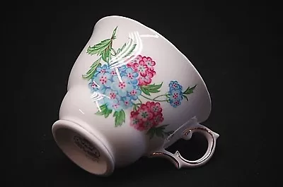 Buy Royal Vale 6427 Bone China Tea Cup Pink Blue Flowers Scalloped Gold Trim England • 14.22£