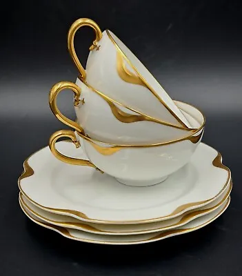 Buy Haviland Limoges Silver Anniversary Tea Cup & Saucer Set Of 3 • 42.79£