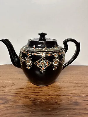 Buy Teapot ENGLAND Fine English Black Hand Painted • 26.06£