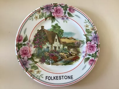 Buy Dudson Duraline Plate, Cottage, Flower Scene, Folkestone, 1800-1992, Very Pretty • 9.95£