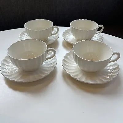 Buy Copeland Spode England CHELSEA WICKER - 4 Sets Of Cups And Saucers OLD MARK • 38.33£