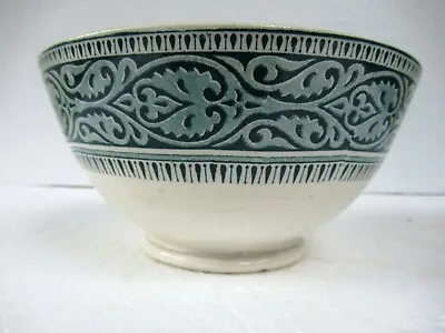 Buy Antique Copeland Late Spode Pottery Bowl Green & White Ribbed Transferware Old F • 56.58£