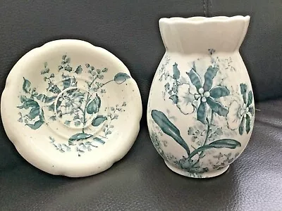 Buy Antique Art Nouveau Grimwade Diamond Pattern Vase & Under Plate • 24.99£