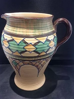 Buy Huge Royal Cauldon Tube Lined Pottery Art Deco Pitcher Jug By Edith Gater • 45£