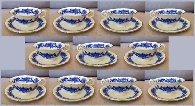 Buy Lot Of 11 Teacup & Saucer Sets ~antique Flow Blue Brown-westhead & Moore Cauldon • 426.92£
