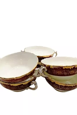 Buy Coalport Hazelton Vintage Bone China Double-Handle Soup Bowls - Set Of 6 • 69£