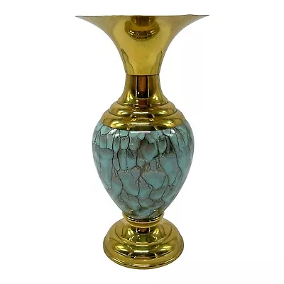 Buy Vintage Mid Century Hand Painted Delftware 10  Brass Vase • 17.02£