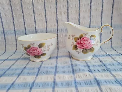 Buy Vintage Duchess Bone China Pink Fern Rose Milk Jug & Sugar Bowl • 9.99£