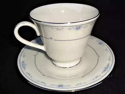 Buy Lenox China USA Carolina Blue Flowers Footed Cup And Saucer Set • 11.53£