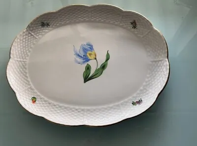 Buy Vintage Herend Hungary Hand Painted Porcelain Oval Flower Pattern Dish • 213.46£