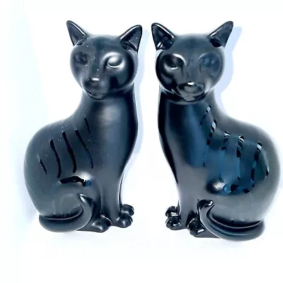 Buy Poole Pottery Pair Of Black Vogue Cats With Mark • 30£