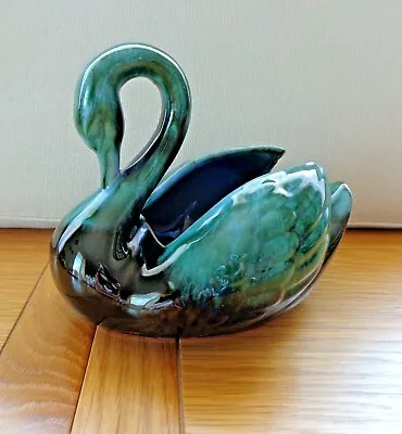 Buy Vintage Blue Mountain Pottery Canada Green Swan Posy Holder, Height 5½  • 12£