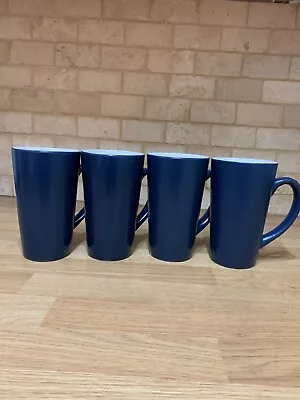 Buy Tall Dark Blue Earthenware/Stoneware Coffee/Tea Cups/Mugs X 4 • 10£