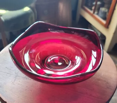 Buy Vintage Viking Art Glass Ruby Red Epic Bon Bon 6.75  Bowl Dish MCM Glassware • 17.92£