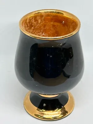 Buy SMall Prinknash Black Pottery Gold Detail  Inside Goblet Decorative 12cm Tall#LH • 2.99£