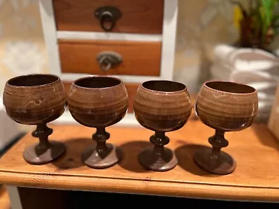 Buy Vintage Retro Ceramic Terracotta Wine Goblets Studio Pottery Four In Total • 25£
