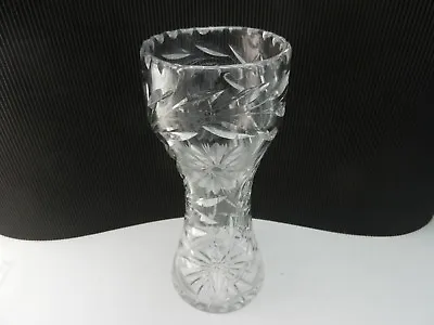 Buy Leaded Crystal Cut Glass Vase Cut Flower With Hobstar Center Clear 9 7/8  T • 37.05£
