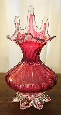Buy Vintage Cranberry Glass Footed Vase • 48.15£