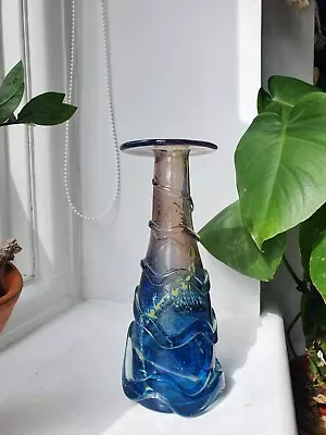 Buy Mdina Glass Helter Skelter  Vase  Blue Purple Handmade Handblown  • 50£