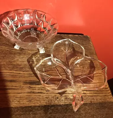 Buy 2 Vintage Cut Glass Dishes One Bon Bon/ Nut Footed Dish & Clover Hors D'oeuvres • 8.99£