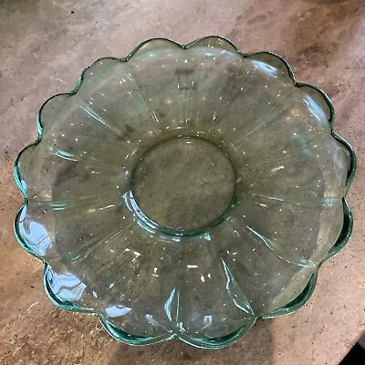 Buy Green Vintage Glass Fruit Bowl 11.5” • 9.99£