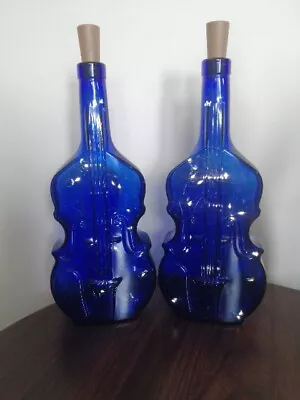 Buy Pair Of Blue Glass Cello/violin Bottles With Lights • 25£