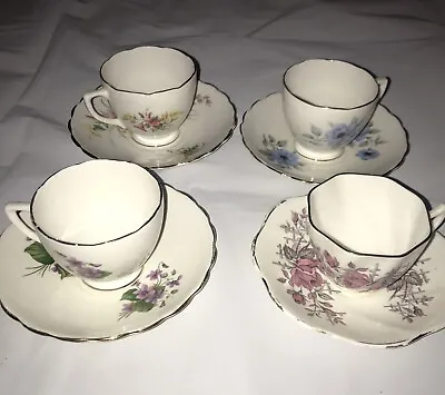 Buy Royal Sutherland Vintage English Fine Bone China Tea Cups & Saucer Set Of 4 • 76.15£