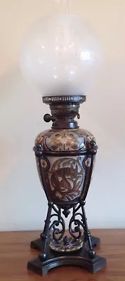 Buy Superb  & Rare Doulton Lambeth Oil Lamp --  Mark Marshall  Dated 1881 • 2,695£