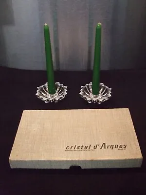 Buy Pair Of Vintage Cristal D' Arques Candle Holders France 24% Lead Crystal • 15£