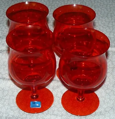 Buy Set Of 4 Morgantown Mid Century MCM Gypsy Fire Wine Water Glasses Goblets • 46£