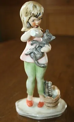 Buy Rare Goebel China Figure Of A Young Girl Bottle Feeding A Cat 17cms High Dr • 104.80£
