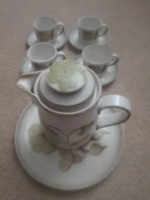 Buy DENBY WARE COFFEE SET 4xcups/saucer/cake Plate & Coffee 70s EXCELLENT CONDITION • 29.99£