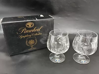 Buy Pair Of Bohemia Pinwheel Symphony Collection Cut Crystal Brandy Glasses Boxed  • 9.99£