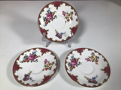 Buy Vintage Ansley Roses Floral Saucers 12cm X 3 - Collectors Replacements Crafting • 7.99£