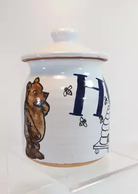 Buy Honey Jar Hand Painted Studio Pottery Bee Hive Bees Bear Flowers Kitchen Storage • 22£