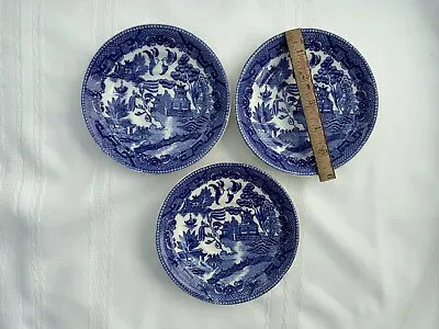 Buy Lot Of 3 KAKUSA CHINA Flow Blue Willow Saucers Occupied Japan 5.75” *CHIP • 11.36£