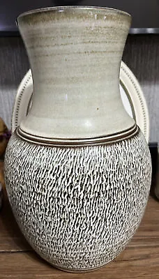 Buy Vintage DENBY Bracken BROWN / Beige Textured Sgraffito Large Statement Vase Lava • 28.50£