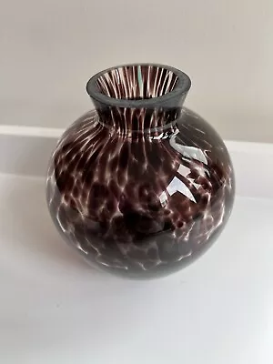Buy 4.5 Inch Spherical Glass Small Vase Brown Animal Print Spotty Design • 8.95£