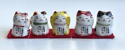 Buy Japan Style Ceramic Mini Meneki Lucky Cats Set Of 5 Ornament迷你招財貓五件套 • 12.90£