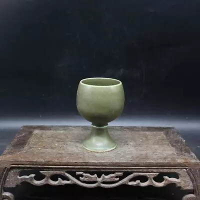 Buy Chinese Dark Green Glaze Porcelain Ming Wanli Goblet Liquor Teacup Cup 3.54 Inch • 26.39£