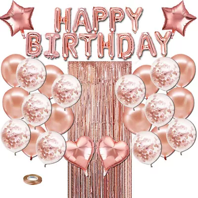 Buy Happy Birthday Balloons Set Foil Baloon Banner Bunting Chrome Confetti Balloons  • 7.99£