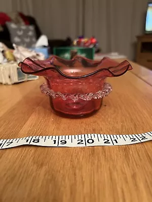 Buy Cranberry Glass Decorative Bowl • 10£