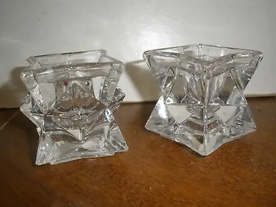 Buy 3D Star Set Of Glass Candlestick Holders 2  Tall For Taper Candles (14) • 12.79£