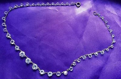 Buy Antique Vtg Art Deco Crystal Glass Open Back Riviere Necklace Czech? 20s 30s • 55£