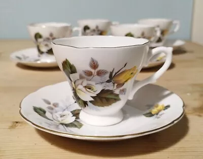Buy 5x Vintage Royal Sutherland Floral Tea Cups & Saucers - Fine Bone China Set • 13.46£