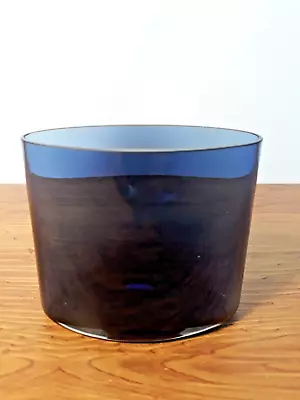 Buy Vintage Cobalt Blue Oval Hand Made Art Glass Vase H 10cm • 9.50£